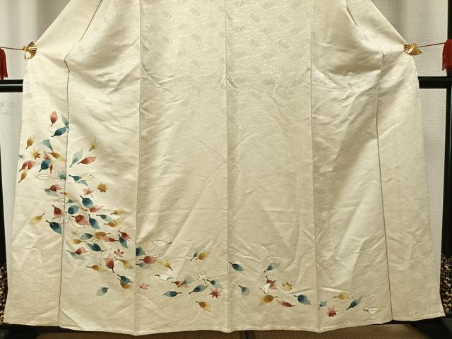平和屋着物▽訪問着 単衣 舞葉文 金彩 金通し地 正絹 逸品 AAAZ9388fy