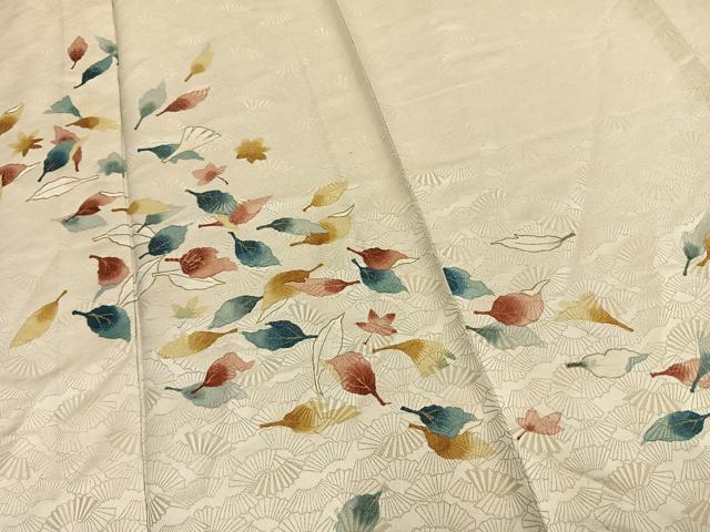 平和屋着物▽訪問着 単衣 舞葉文 金彩 金通し地 正絹 逸品 AAAZ9388fy