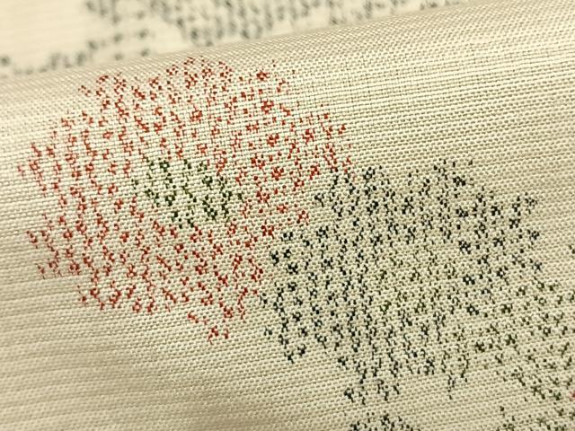 平和屋着物▽上質な紬 単衣 風景草花文 正絹 逸品 AAAZ9389fy