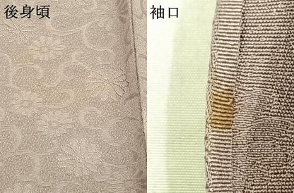 平和屋着物▽上質な色無地　単衣　花唐草地紋　薄色　正絹　逸品　AAAZ9392fy