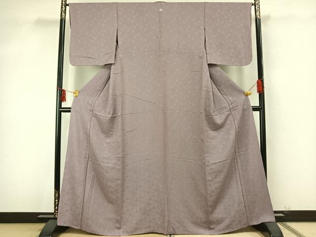 平和屋着物▽上質な色無地　単衣　花唐草地紋　薄色　正絹　逸品　AAAZ9392fy