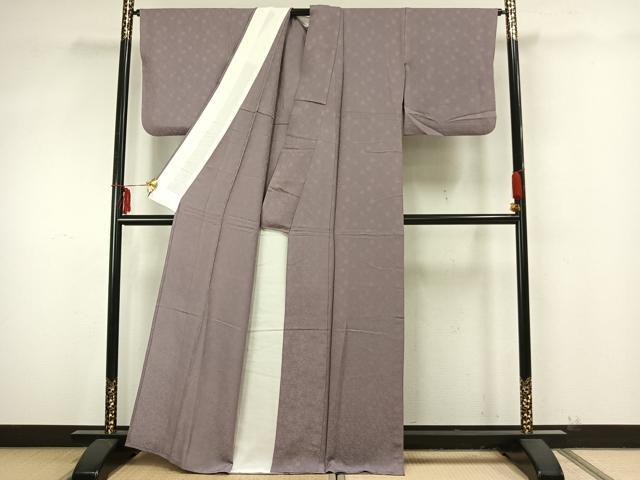 平和屋着物▽上質な色無地　単衣　花唐草地紋　薄色　正絹　逸品　AAAZ9392fy