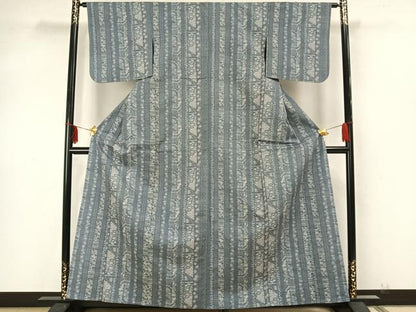 平和屋着物▽上質な紬 単衣 間道 正絹 逸品 AAAZ9394fy