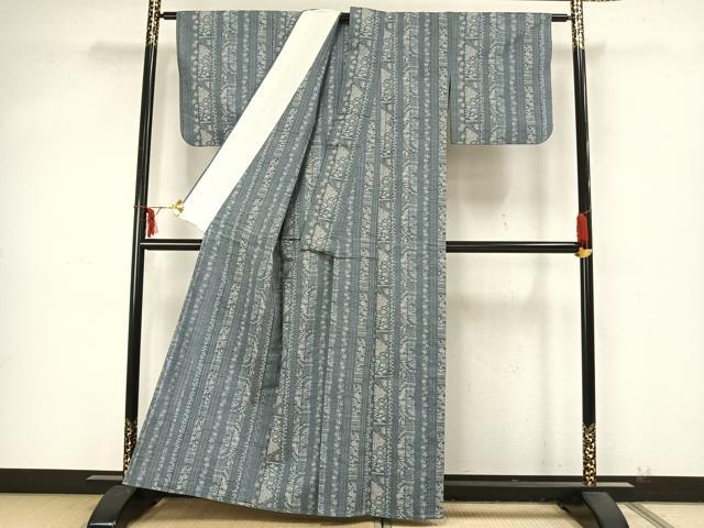 平和屋着物▽上質な紬 単衣 間道 正絹 逸品 AAAZ9394fy