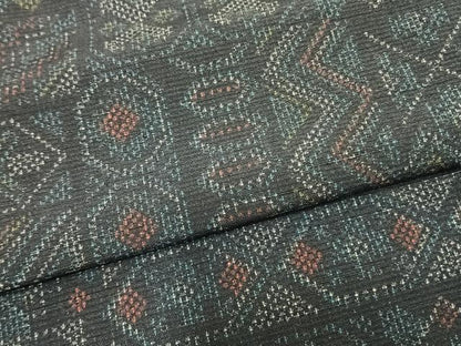 平和屋着物▽上質な紬 単衣 幾何学文 正絹 逸品 AAAZ9395fy