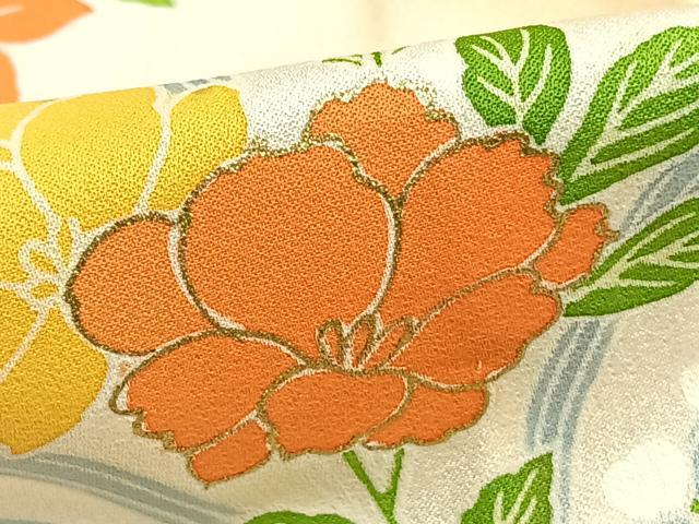 平和屋着物▽訪問着 単衣 草花文 金彩 正絹 逸品 AAAZ9397fy