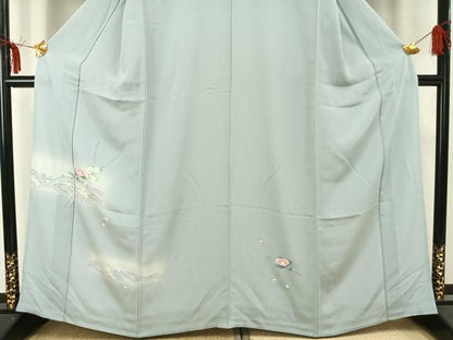 平和屋着物▽訪問着 単衣 枝花文 正絹 逸品 AAAZ9402fy