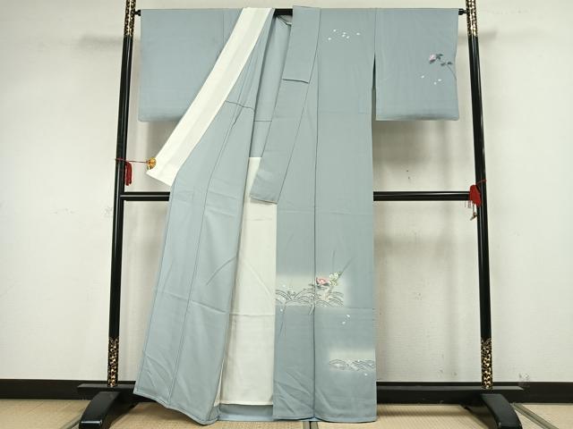 平和屋着物▽訪問着 単衣 枝花文 正絹 逸品 AAAZ9402fy