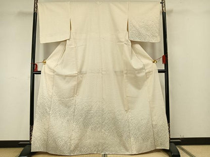 平和屋着物▽訪問着 単衣 紬地 草葉文 正絹 逸品 AAAZ9405fy