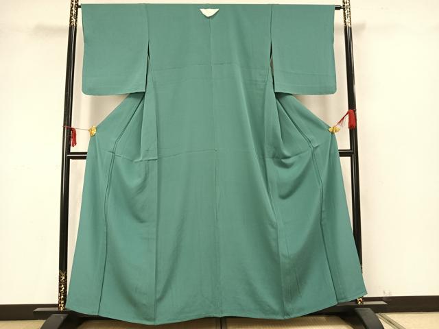 平和屋着物▽上質な色無地　単衣　木賊色　正絹　逸品　未使用　AAAZ9406fy