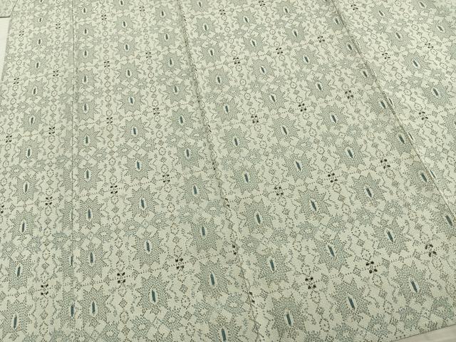 平和屋着物▽本塩沢 単衣 幾何学文 正絹 逸品 AAAZ9408fy