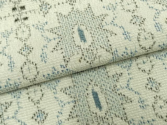 平和屋着物▽本塩沢 単衣 幾何学文 正絹 逸品 AAAZ9408fy