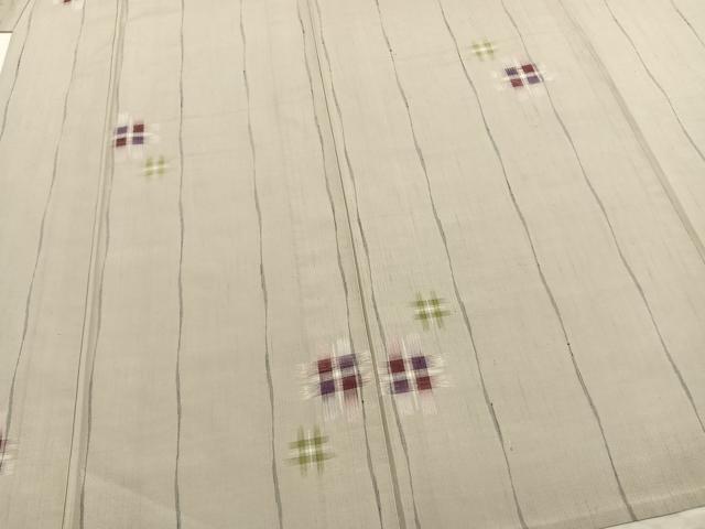 平和屋着物▽上質な紬　単衣　幾何学文様　正絹　逸品　AAAZ9409fy