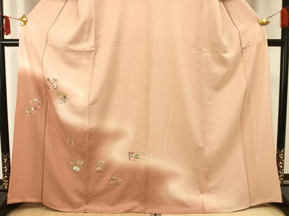 平和屋着物▽訪問着 単衣 総刺繍 草花文 暈し染め 正絹 逸品 AAAZ9410fy