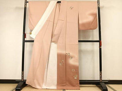 平和屋着物▽訪問着 単衣 総刺繍 草花文 暈し染め 正絹 逸品 AAAZ9410fy