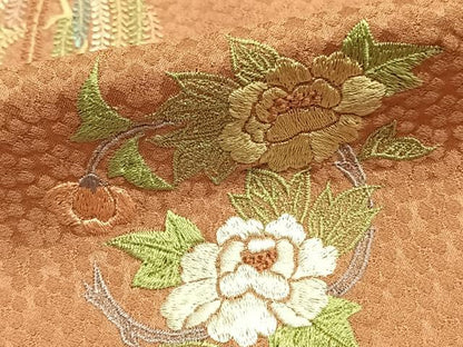 平和屋着物▽訪問着 単衣 総刺繍 草花文 暈し染め 正絹 逸品 AAAZ9410fy