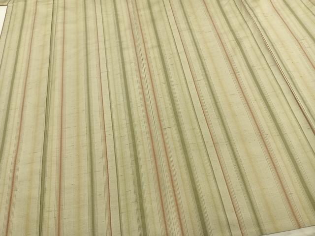 平和屋着物▽上質な紬 単衣 縞 正絹 逸品 AAAZ9411fy
