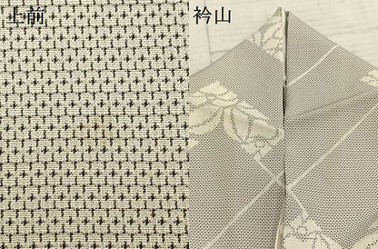 平和屋着物▽上質な小紋　単衣　抽象草花文　正絹　逸品　AAAZ9413fy