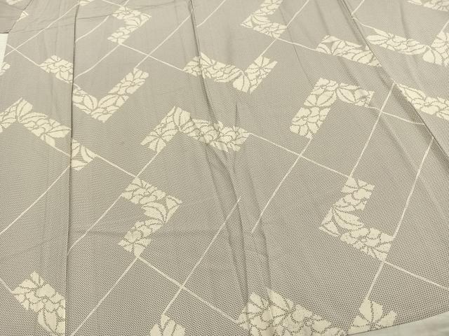 平和屋着物▽上質な小紋　単衣　抽象草花文　正絹　逸品　AAAZ9413fy