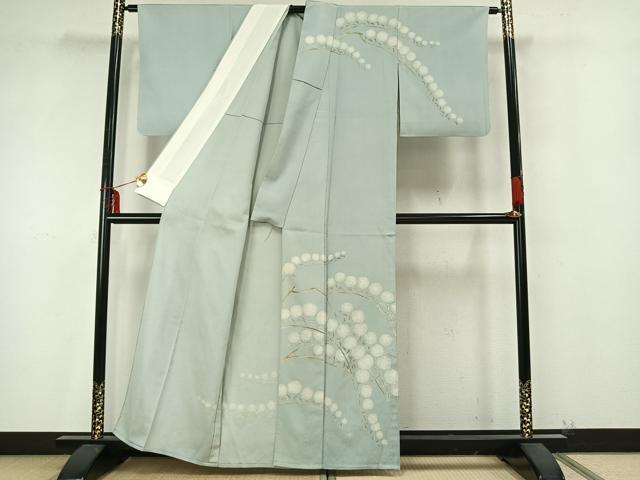 平和屋着物▽訪問着 単衣 手描き 枝花文 正絹 逸品 AAAZ9414fy