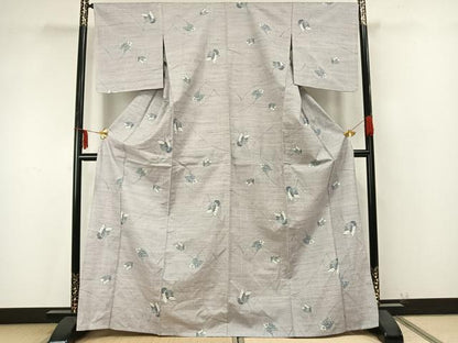 平和屋着物▽上質な紬 単衣 舞蝶文 正絹 逸品 未使用 AAAZ9416fy