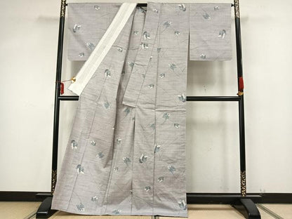 平和屋着物▽上質な紬 単衣 舞蝶文 正絹 逸品 未使用 AAAZ9416fy