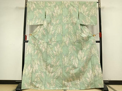 平和屋着物▽上質な紬 単衣 松文 正絹 逸品 AAAZ9417fy