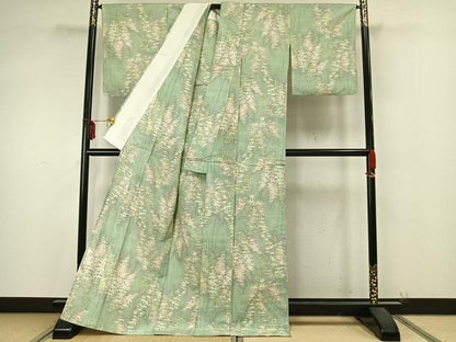 平和屋着物▽上質な紬 単衣 松文 正絹 逸品 AAAZ9417fy