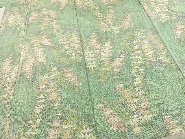 平和屋着物▽上質な紬 単衣 松文 正絹 逸品 AAAZ9417fy