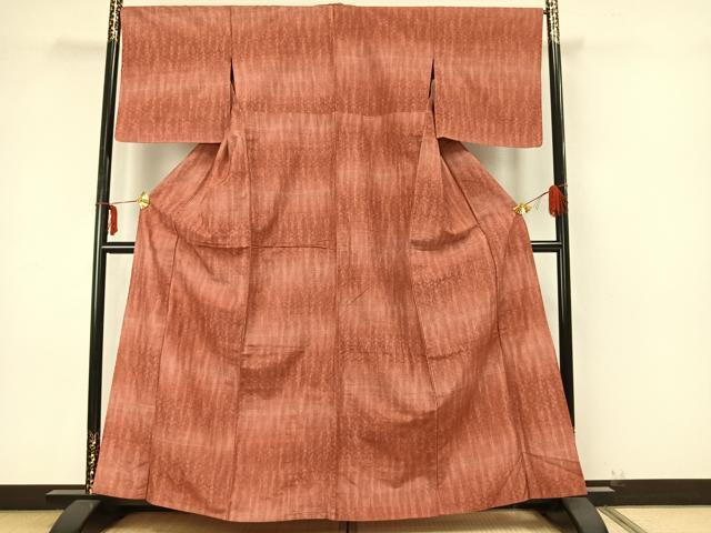 平和屋着物▽上質な紬 単衣 花織 幾何学文 正絹 逸品 AAAZ9421fy