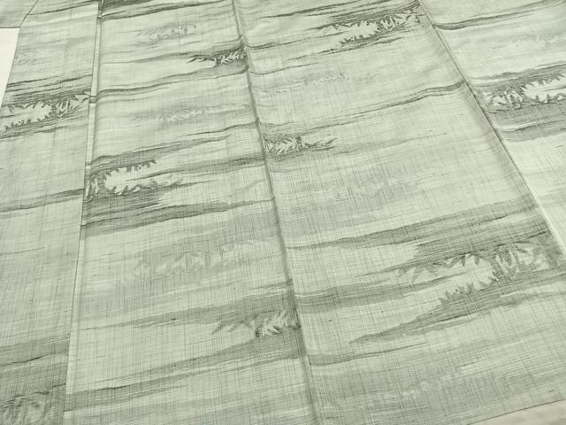 平和屋着物▽上質な紬 単衣 風景文 正絹 逸品 AAAZ9425fy
