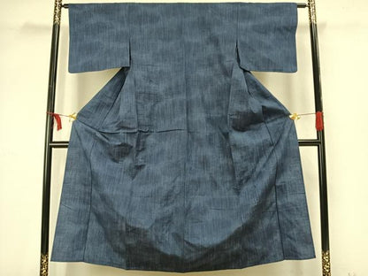 平和屋着物▽上質な紬 単衣 縞 正絹 逸品 AAAZ9426fy