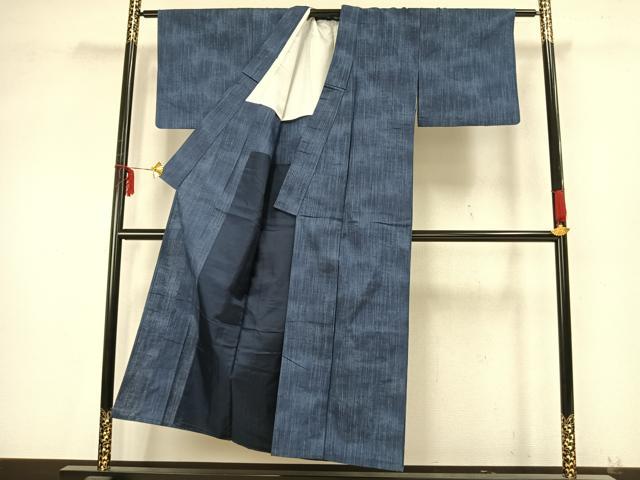 平和屋着物▽上質な紬 単衣 縞 正絹 逸品 AAAZ9426fy