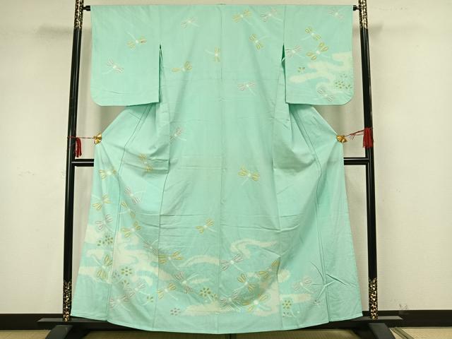 平和屋着物▽訪問着 単衣 紬地 絞り 勝虫 正絹 逸品 AAAZ9428fy