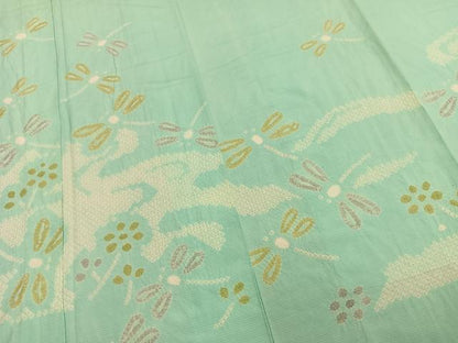 平和屋着物▽訪問着 単衣 紬地 絞り 勝虫 正絹 逸品 AAAZ9428fy