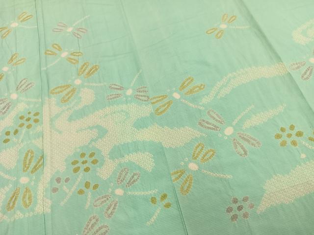 平和屋着物▽訪問着 単衣 紬地 絞り 勝虫 正絹 逸品 AAAZ9428fy
