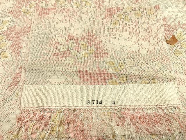 平和屋着物▽本塩沢 単衣 舞葉文 反端付き 正絹 逸品 AAAZ9429fy