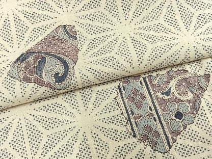 平和屋着物▽上質な紬 単衣 花唐草文 正絹 逸品 AAAZ9430fy
