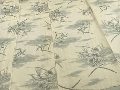 平和屋着物▽上質な紬 単衣 草花文 正絹 逸品 未使用 AAAZ9431fy