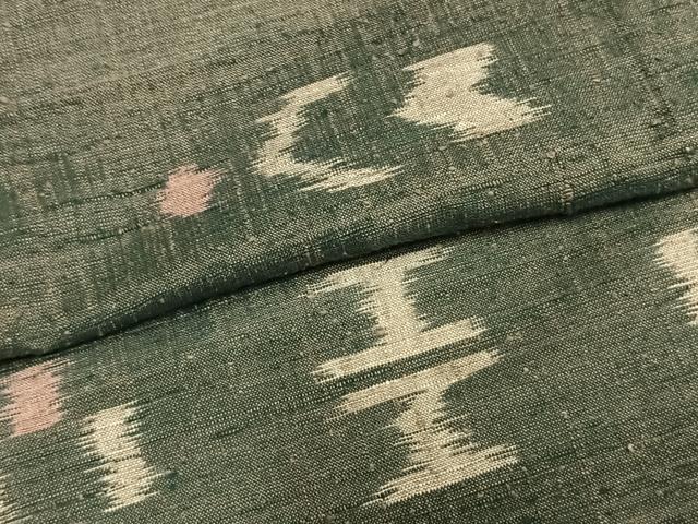 平和屋着物▽上質な紬 単衣 幾何学文様 正絹 逸品 AAAZ9432fy