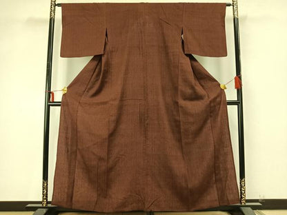 平和屋着物▽上質な紬 単衣 よろけ縞 正絹 逸品 AAAZ9433fy