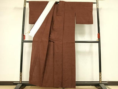 平和屋着物▽上質な紬 単衣 よろけ縞 正絹 逸品 AAAZ9433fy