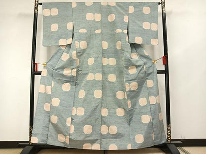 平和屋着物▽上質な紬 単衣 亀甲文様 正絹 逸品 AAAZ9435fy
