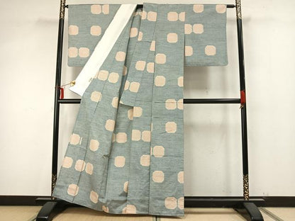 平和屋着物▽上質な紬 単衣 亀甲文様 正絹 逸品 AAAZ9435fy