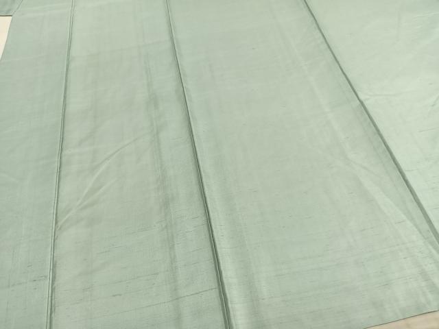 平和屋着物▽上質な紬 単衣 色無地 青磁鼠色 正絹 逸品 AAAZ9436fy