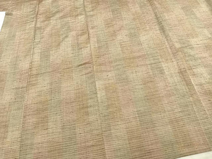 平和屋着物▽手織紅彩紬 単衣 花織 幾何学文様 反端付き 正絹 逸品 AAAZ9437fy