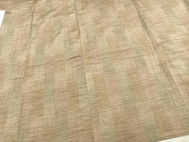 平和屋着物▽手織紅彩紬 単衣 花織 幾何学文様 反端付き 正絹 逸品 AAAZ9437fy