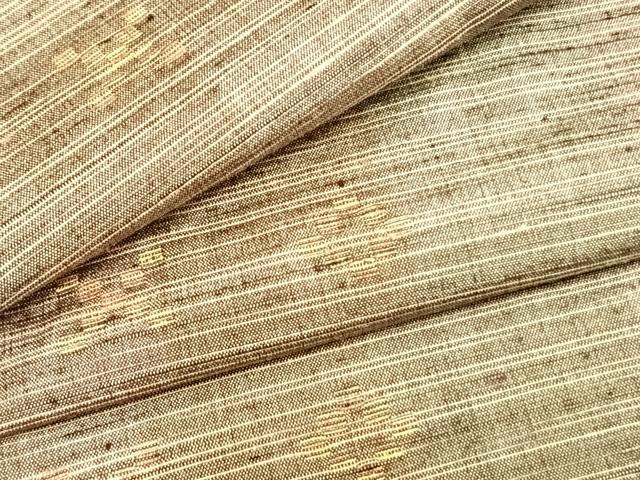 平和屋着物▽手織紅彩紬 単衣 花織 幾何学文様 反端付き 正絹 逸品 AAAZ9437fy