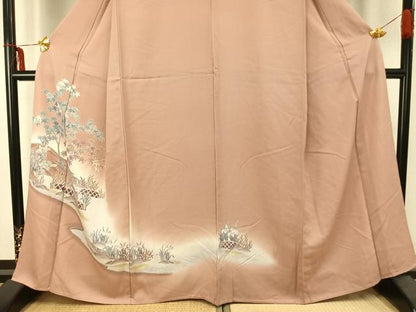 平和屋着物▽訪問着 単衣 風景草花文 暈し染め 金彩 正絹 逸品 未使用 AAAZ9438fy