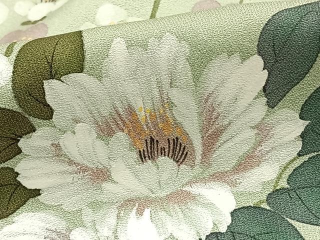 平和屋着物▽訪問着 単衣 手描き 人物草花文 金銀彩 正絹 逸品 AAAZ9440fy